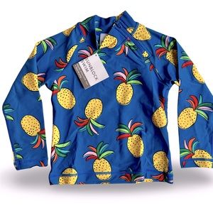 NWT Hannah Anderson SunBlock Swim Rashguard -Blue with Pineapples- Size 4T